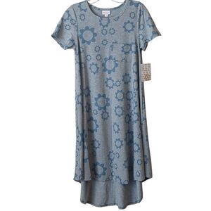 LuLaRoe Gray and Blue Carly Dress Size XS NWT